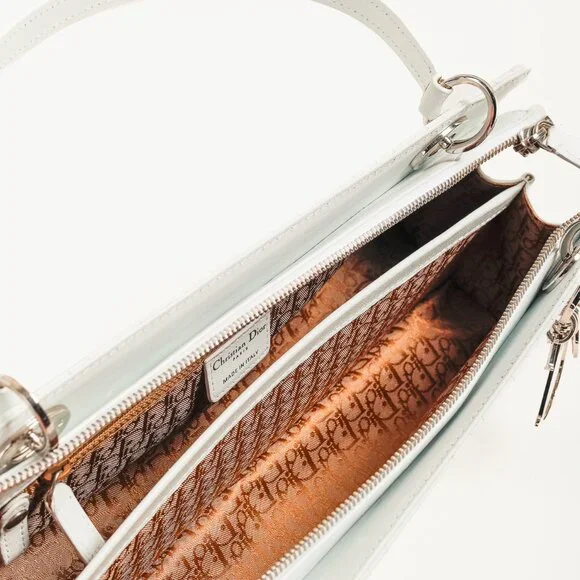 Christian Dior Lady Dior East-West White Leather Double Handle Bag - Picture 11 of 14